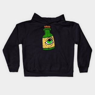 wine bottle with an eye. trippy Illuminati bottle. Kids Hoodie